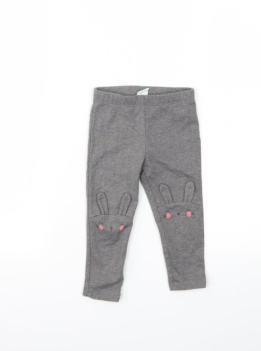 H&M Girls Grey Animal Print  Capri Leggings Size 12 Months