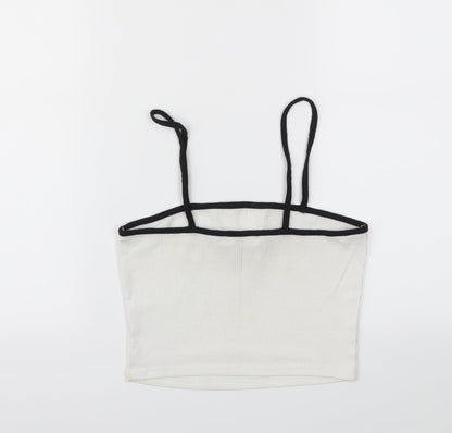 Preloved Missguided Womens White   Cropped T-Shirt Size 6 - Back
