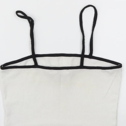 Preloved Missguided Womens White   Cropped T-Shirt Size 6 - Label