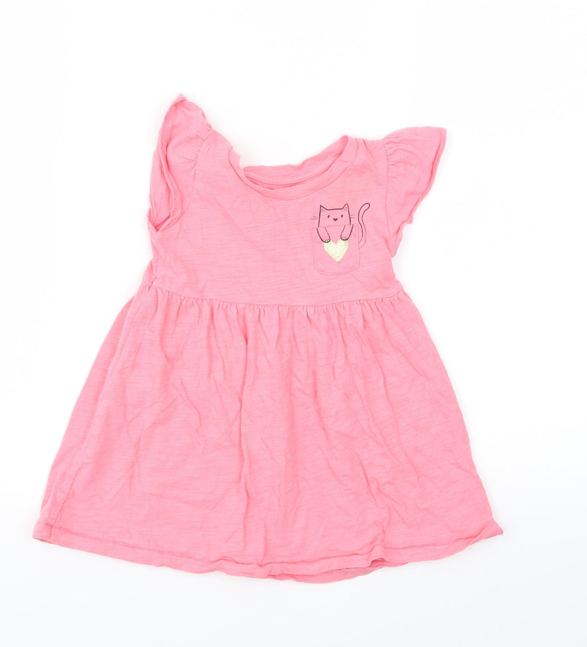 Additional front view of Gap girls’ pink animal print a-line, size 18-24, months