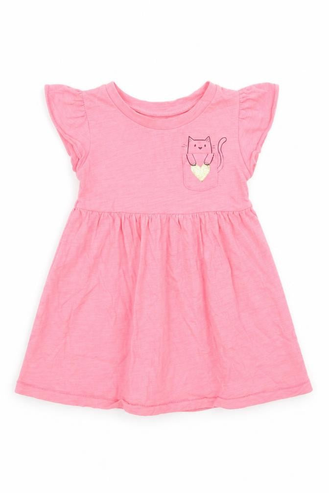 Front view of Gap girls’ pink animal print a-line, size 18-24, months