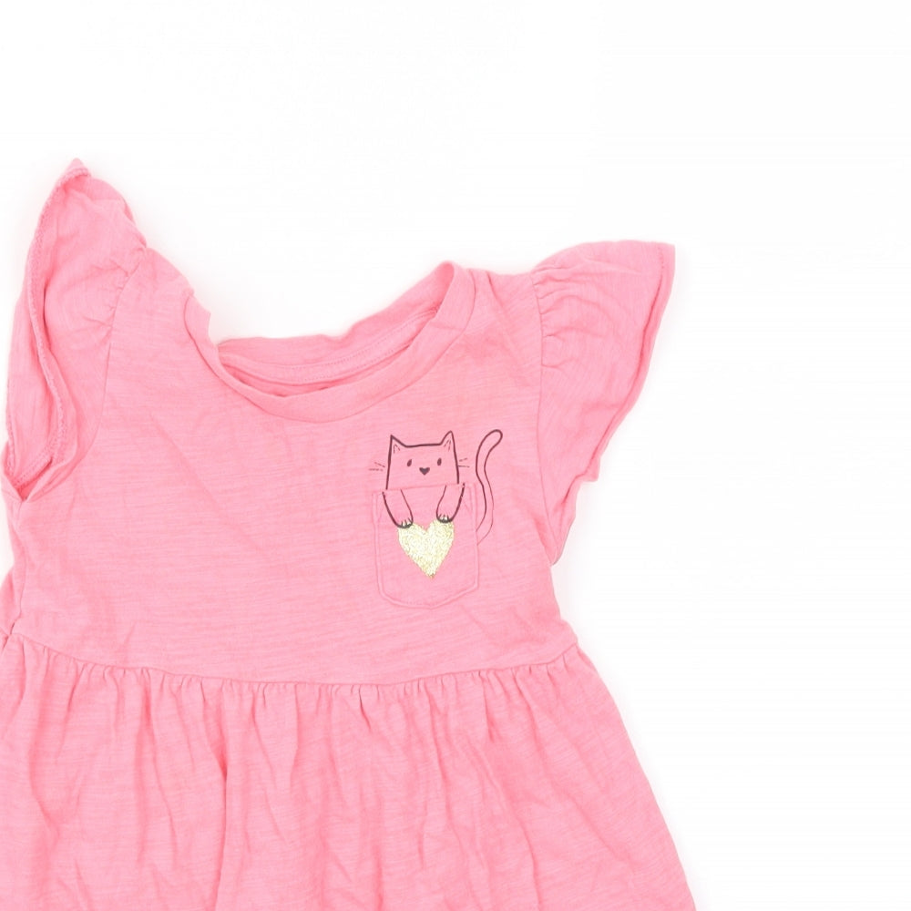 Close-up detail of Gap girls’ pink animal print a-line, size 18-24, months
