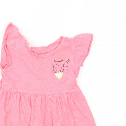 Close-up detail of Gap girls’ pink animal print a-line, size 18-24, months
