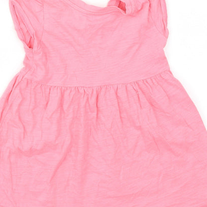 Brand and care label for Gap girls’ pink animal print a-line, size 18-24, months