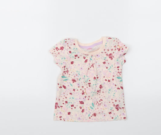 SO CUTE Girls Pink Floral  Basic T-Shirt Size 9-12 Months