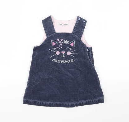 Additional front view of BEL BIMBO girls’ blue animal print a-line, size 12-18, months