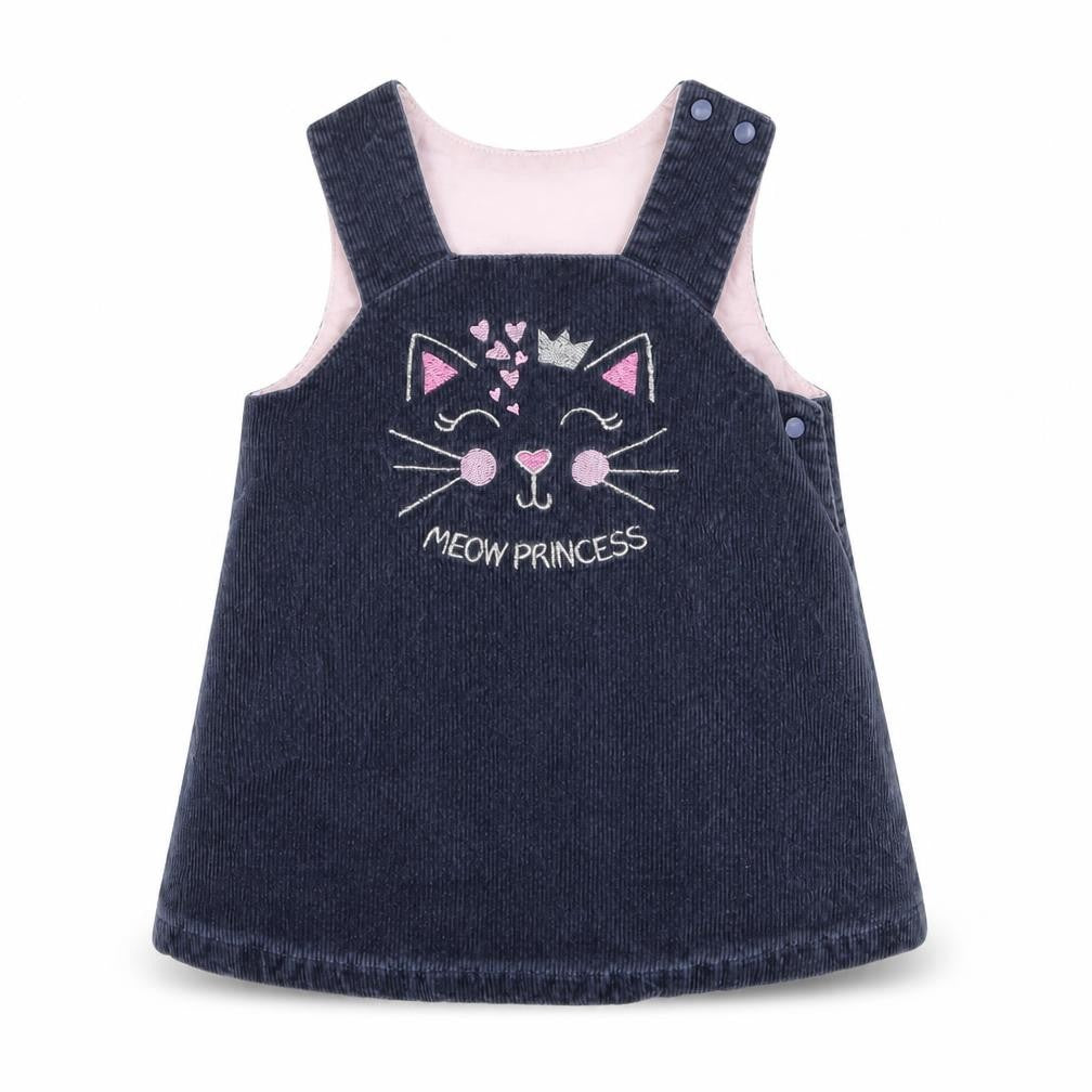 Front view of BEL BIMBO girls’ blue animal print a-line, size 12-18, months