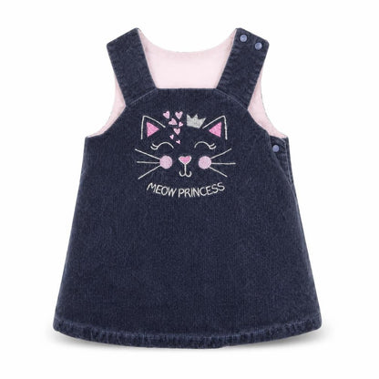 Front view of BEL BIMBO girls’ blue animal print a-line, size 12-18, months