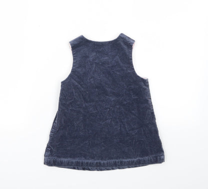 Back view of BEL BIMBO girls’ blue animal print a-line, size 12-18, months