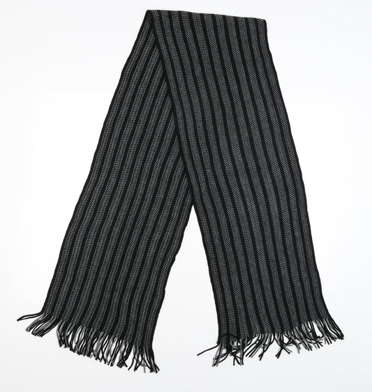 Preworn Mens Black Striped  Scarf  One Size