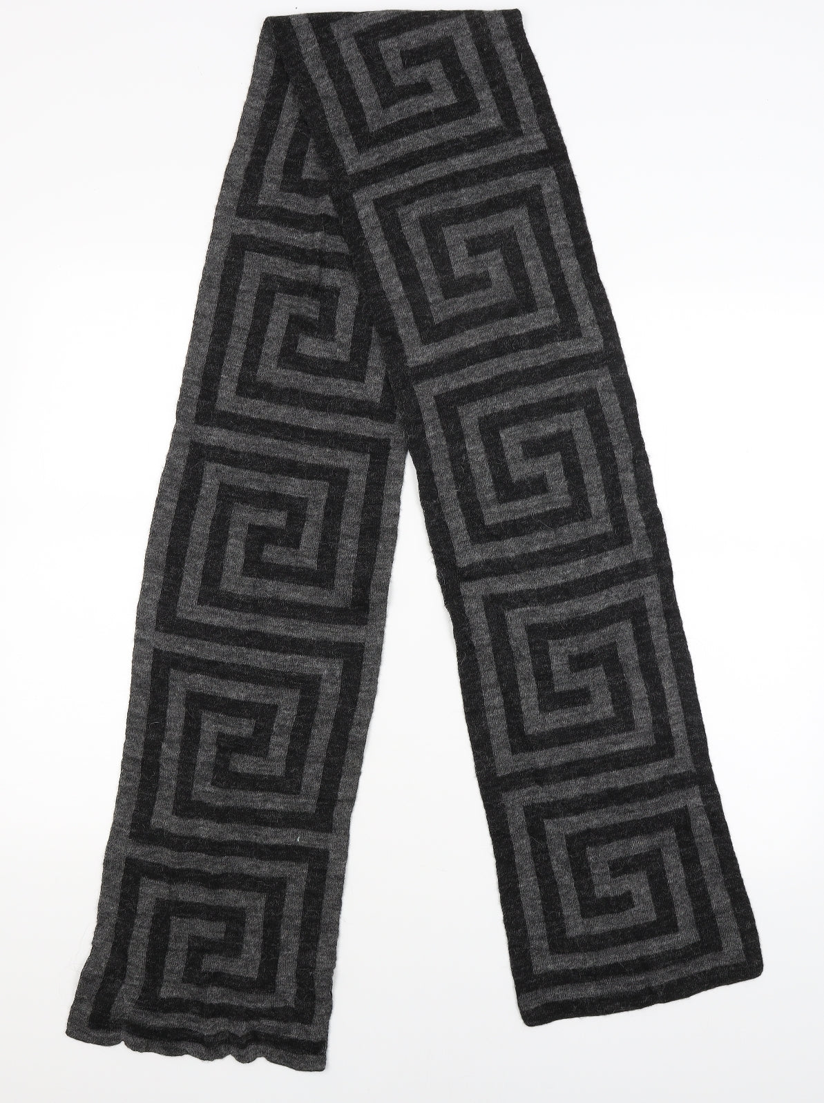 Preworn Mens Grey Geometric  Scarf  One Size