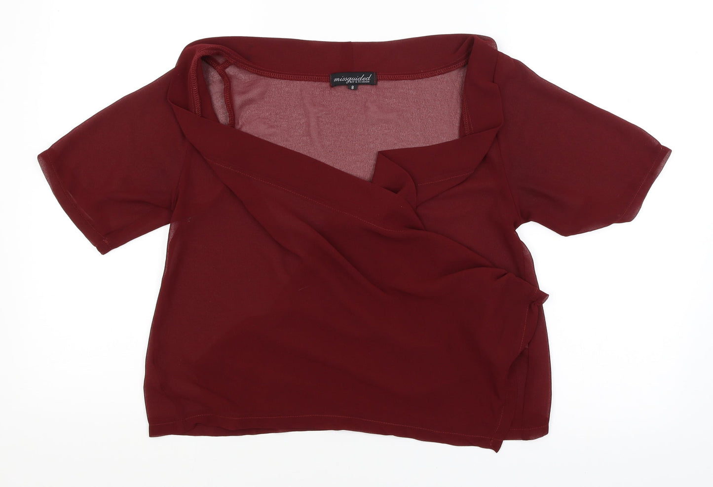 Missguided Womens Red   Wrap T-Shirt Size 8