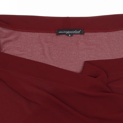 Missguided Womens Red   Wrap T-Shirt Size 8