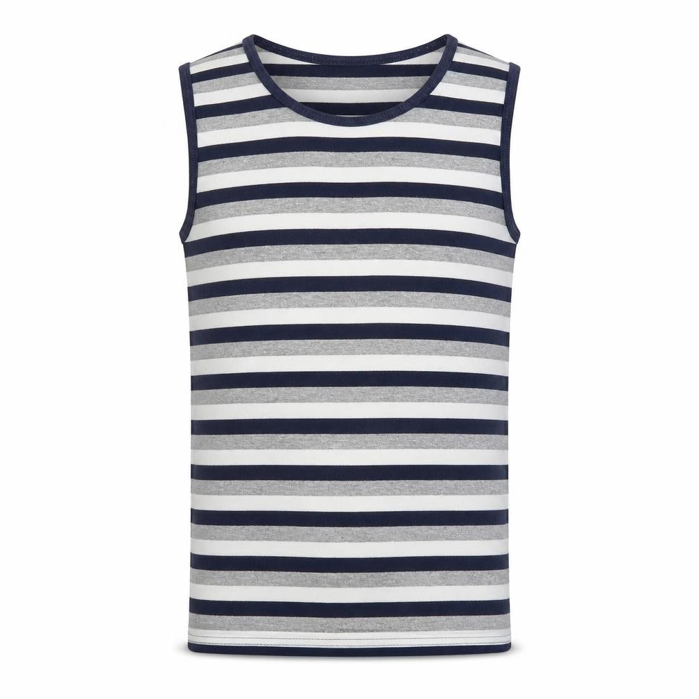 Designers Boys Boys Blue Striped  Basic Tank Size 7 Years