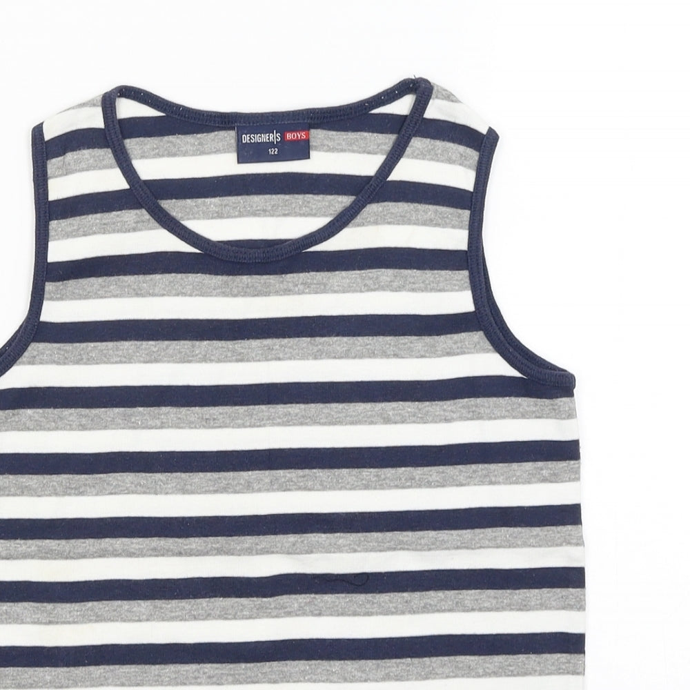 Designers Boys Boys Blue Striped  Basic Tank Size 7 Years