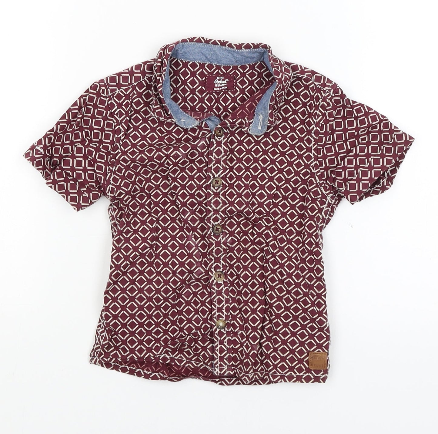 Mini Rebel Baby Red   Basic Button-Up Size 18-24 Months