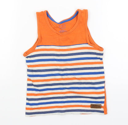 Preloved F&F Boys Orange Striped  Basic Tank Size 3-4 Years - Front