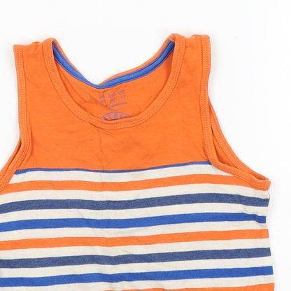 Preloved F&F Boys Orange Striped  Basic Tank Size 3-4 Years - Detail
