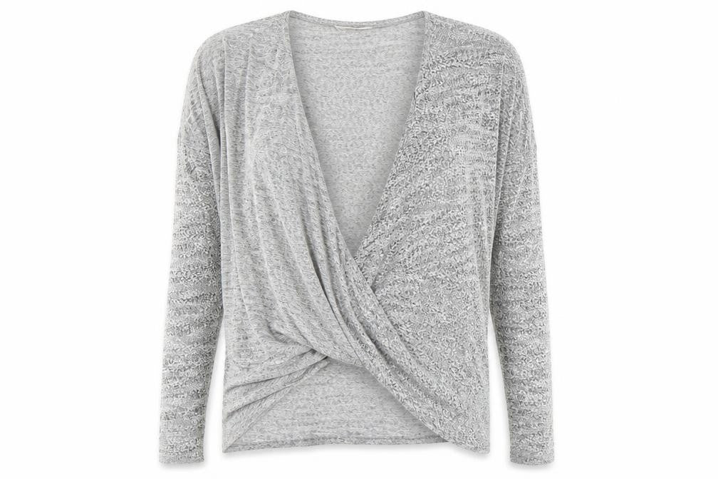 Label Lab Womens Grey   Wrap Blouse Size 14