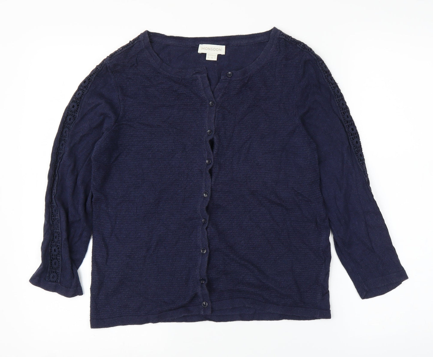 Monsoon Womens Blue Floral  Cardigan Jumper Size 10