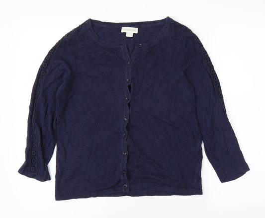 Monsoon Womens Blue Floral  Cardigan Jumper Size 10