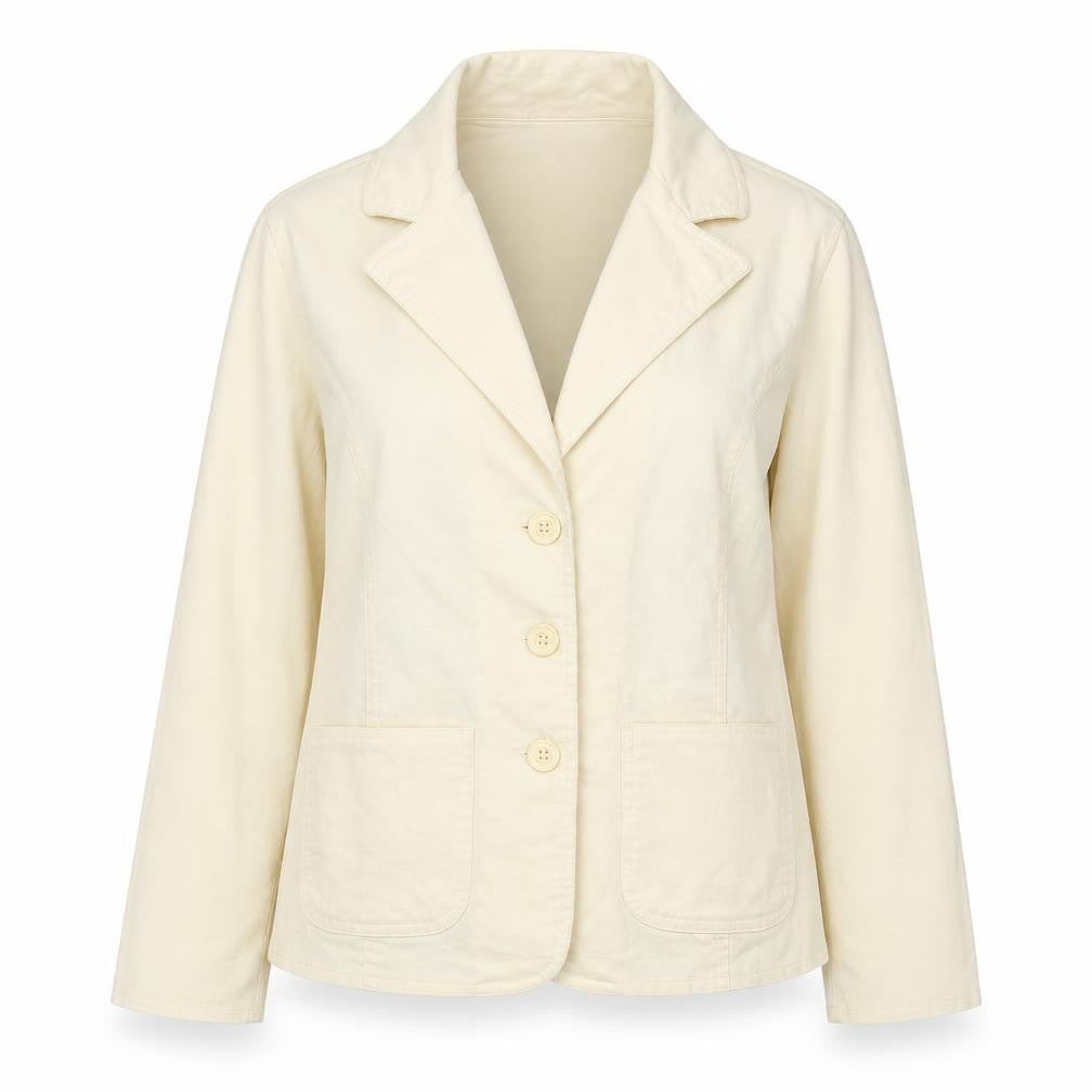 Saint Tropez Womens Ivory  Corduroy Jacket  Size XL