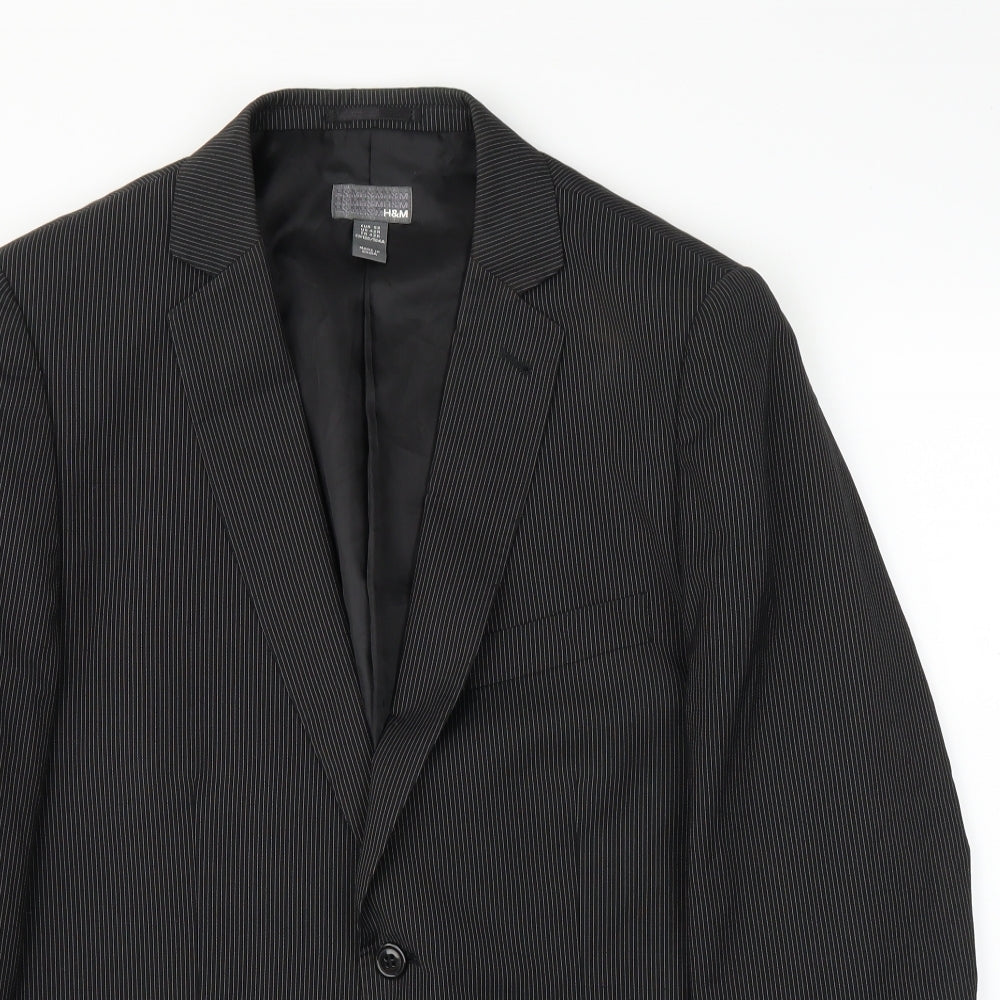H&M Mens Grey Striped  Jacket Suit Jacket Size 42