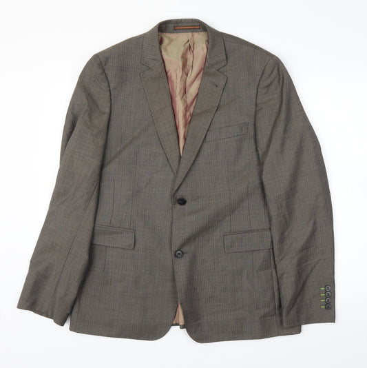 Topman Mens Brown Striped  Jacket Suit Jacket Size 42