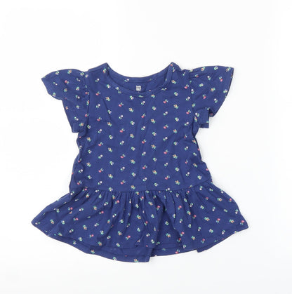 Gap Girls Blue Floral  Tunic Blouse Size 2 Years