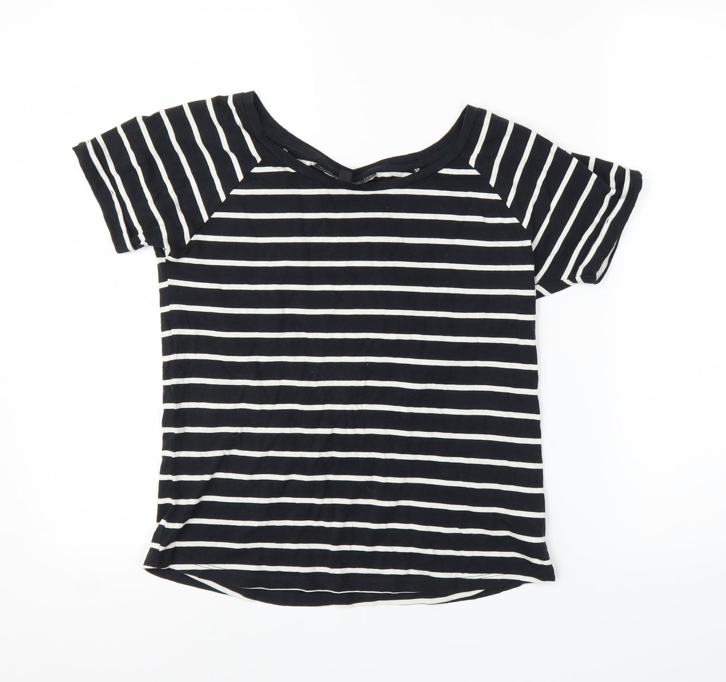 Topshop Womens Blue Striped  Basic T-Shirt Size 4
