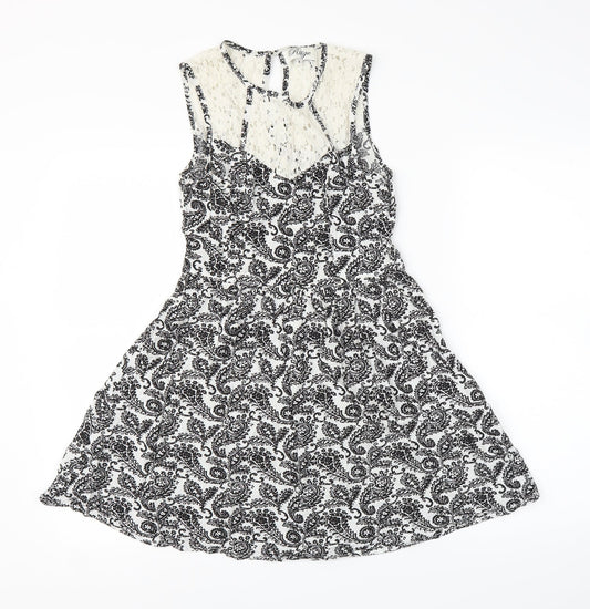Madam Rage Womens Black Paisley  A-Line  Size 8