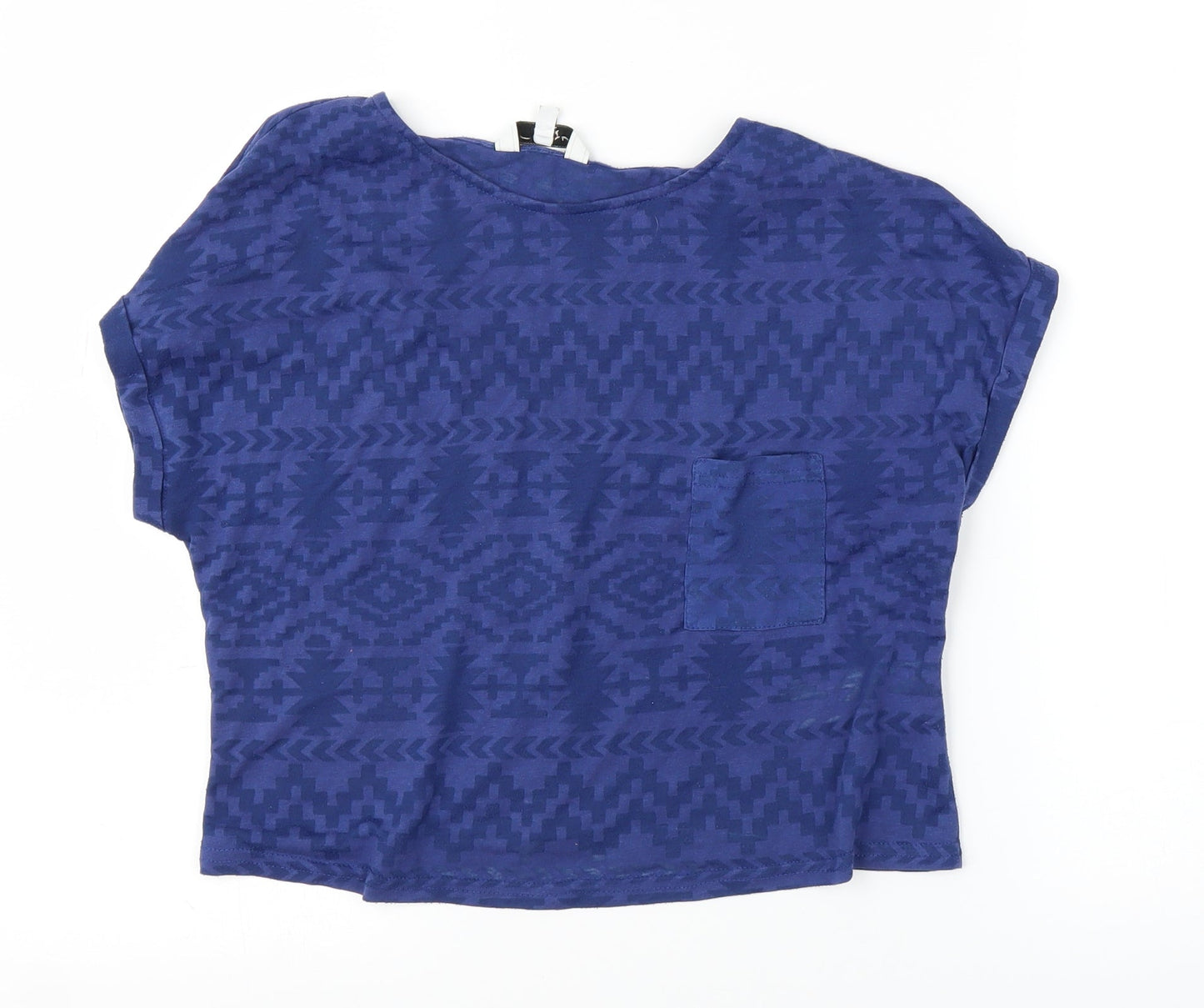 New Look Womens Blue Geometric  Basic Blouse Size 12