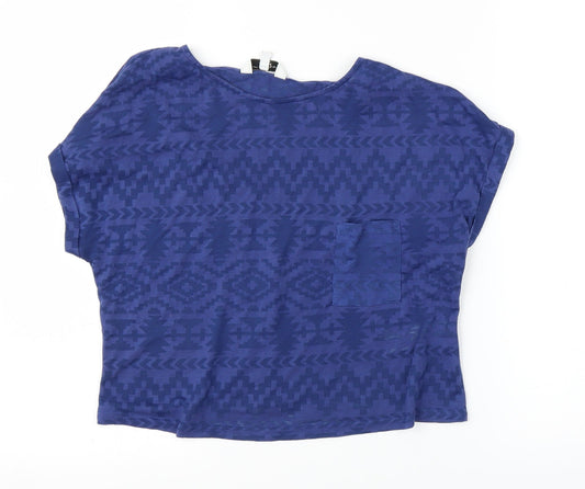 New Look Womens Blue Geometric  Basic Blouse Size 12