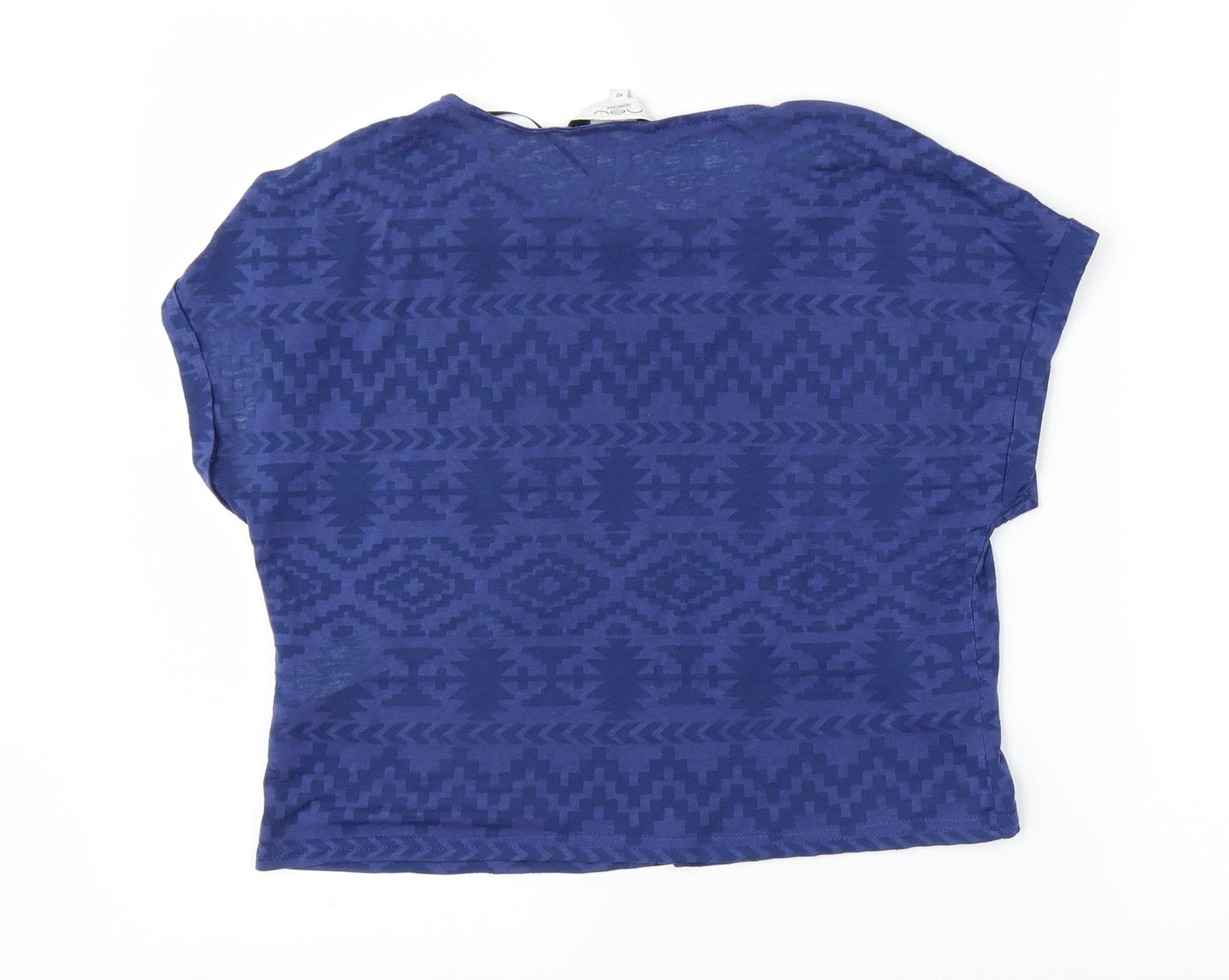 New Look Womens Blue Geometric  Basic Blouse Size 12