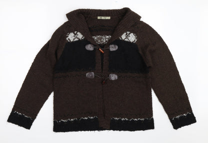Preloved Ze-Ze Womens Brown   Cardigan Jumper Size L - Front