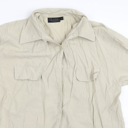 Preloved Fransa Mens Beige    Button-Up Size S - Detail