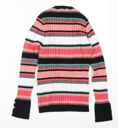 Preloved Per Una Womens Pink Striped Knit Pullover Jumper Size 14 - Back