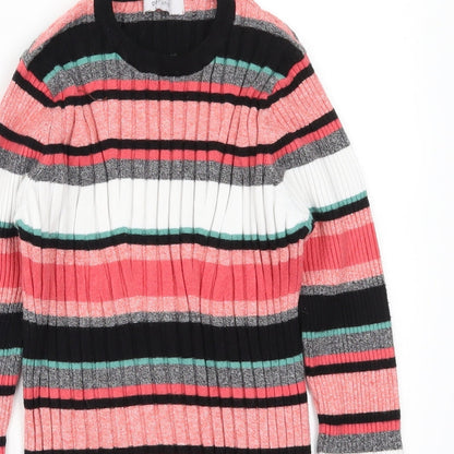 Preloved Per Una Womens Pink Striped Knit Pullover Jumper Size 14 - Detail