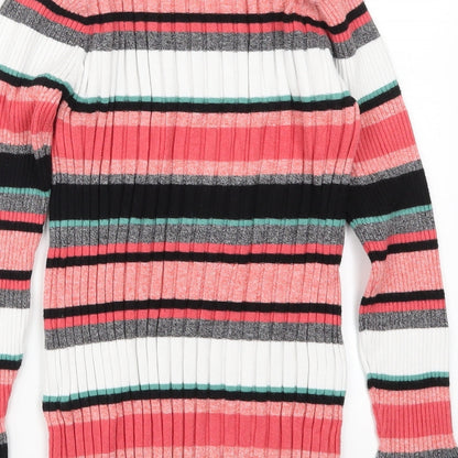 Preloved Per Una Womens Pink Striped Knit Pullover Jumper Size 14 - Label