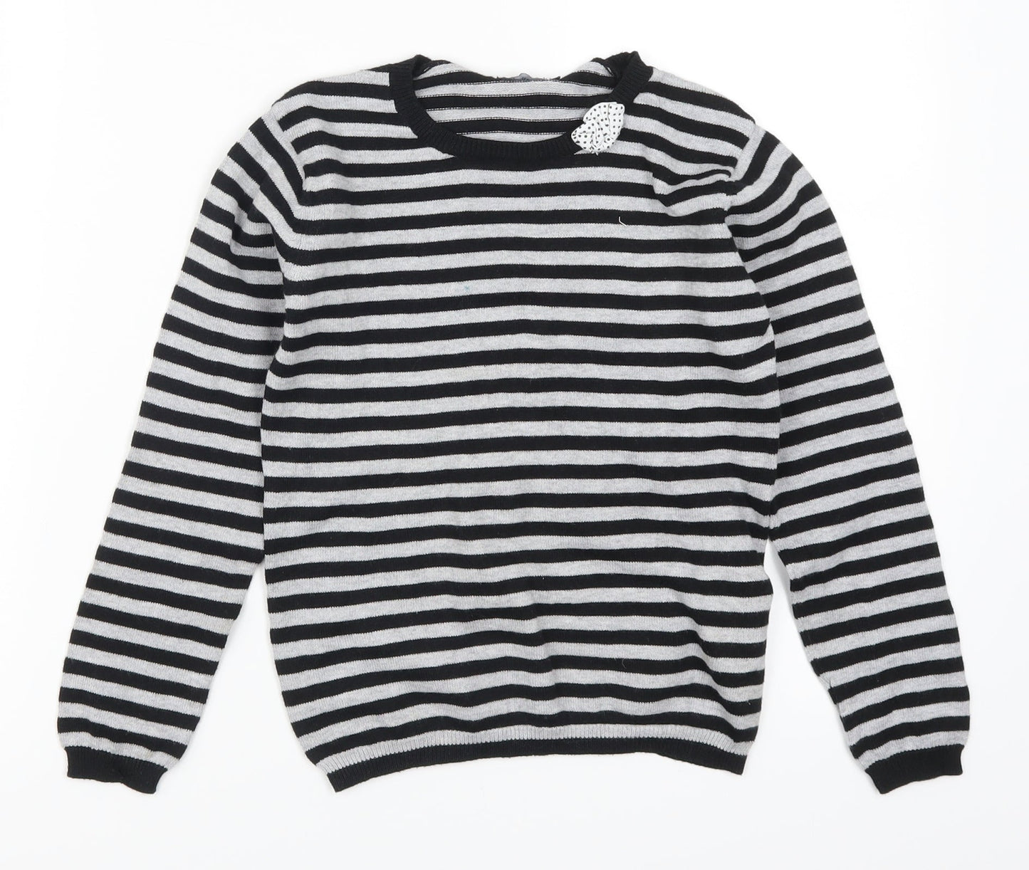 In Extenso Womens Grey Striped  Pullover Jumper Size 8