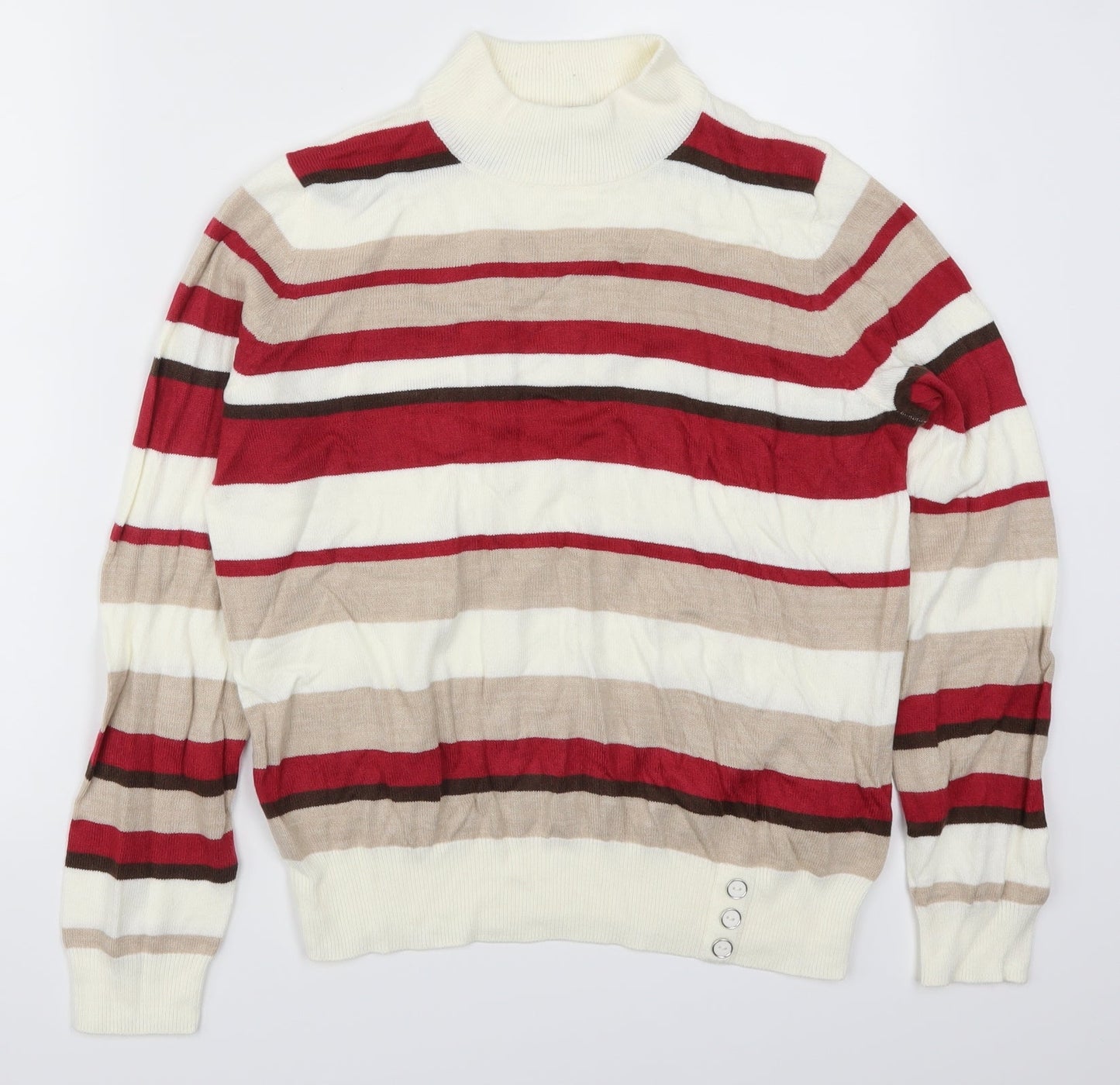 BHS Womens Red Striped Knit Pullover Jumper Size 16  - Beige