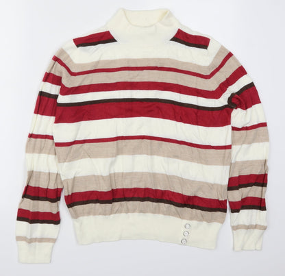 BHS Womens Red Striped Knit Pullover Jumper Size 16  - Beige
