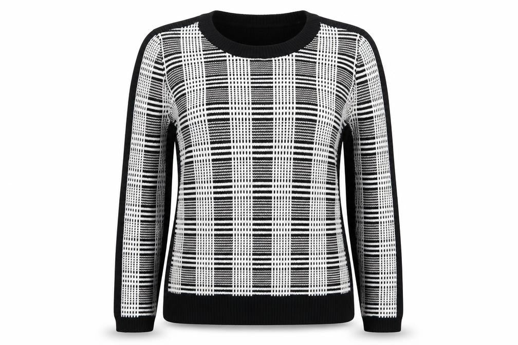Papaya Womens Black Check Knit Pullover Jumper Size 12