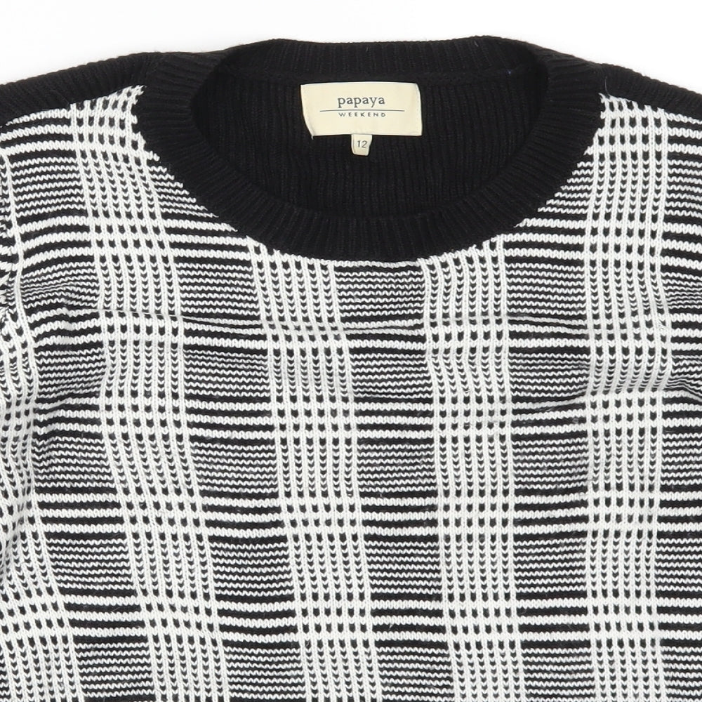 Papaya Womens Black Check Knit Pullover Jumper Size 12