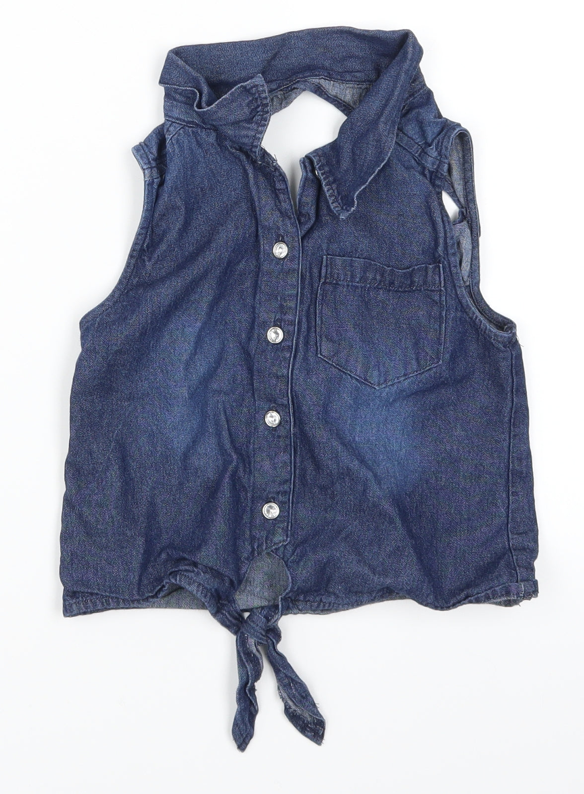 Penny M Girls Blue  Denim Basic Button-Up Size 7 Years
