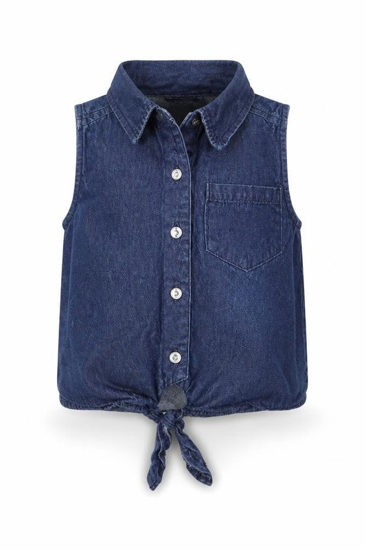 Penny M Girls Blue  Denim Basic Button-Up Size 7 Years