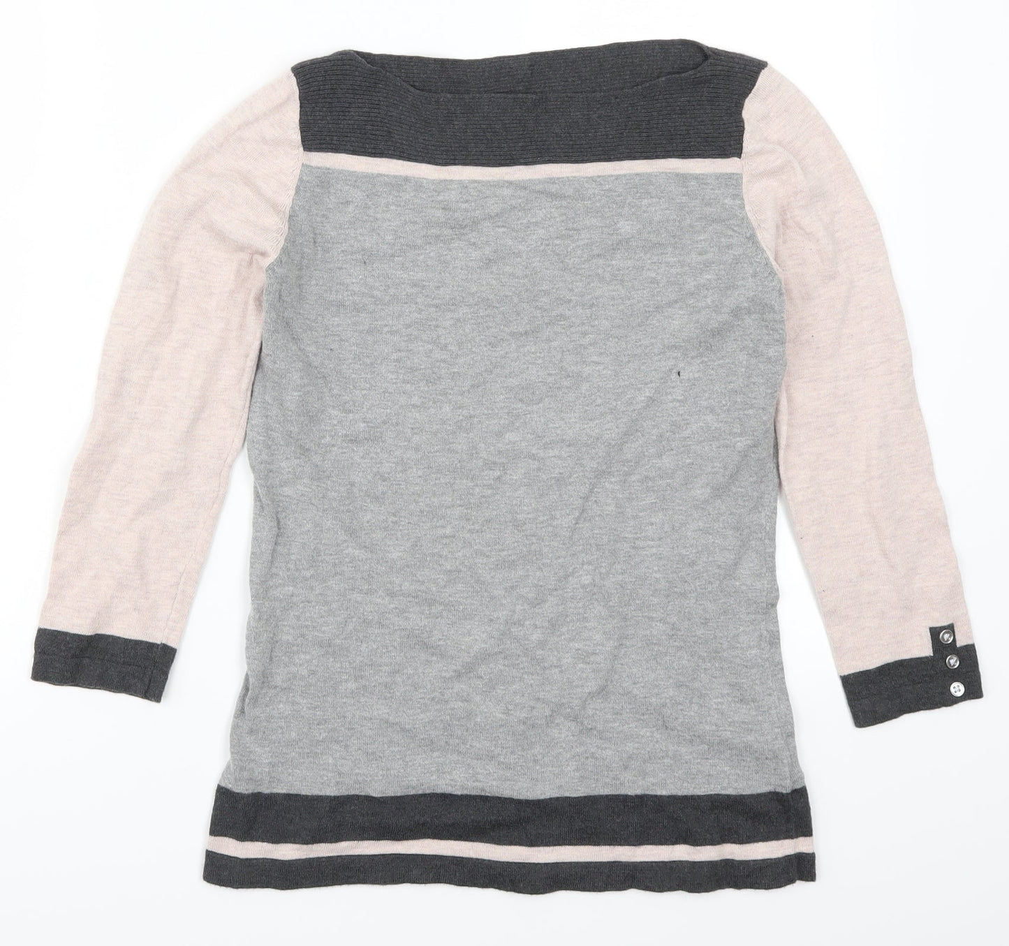 NEXT Womens Grey   Pullover Jumper Size 8  - Colour Block Pink