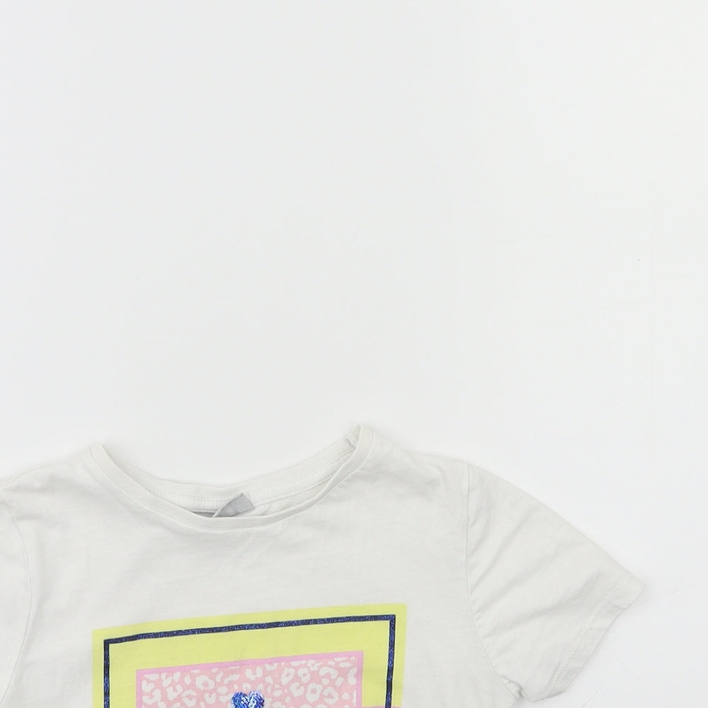 Matalan Girls White   Basic T-Shirt Size 7 Years
