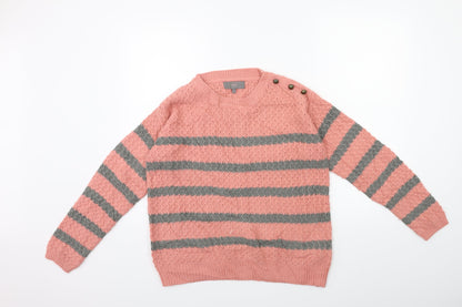 Preloved NEXT Womens Pink Striped Knit Pullover Jumper Size 12 - Front