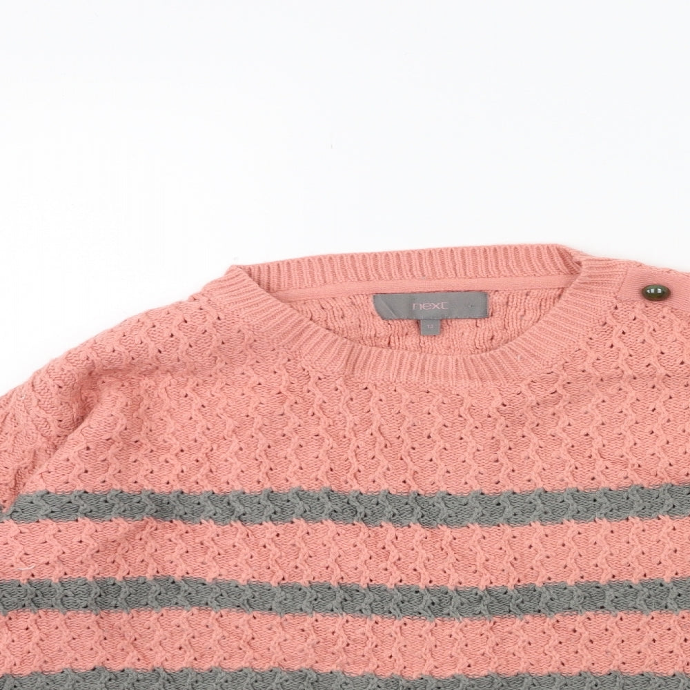NEXT Womens Pink Striped Knit Pullover Jumper Size 12